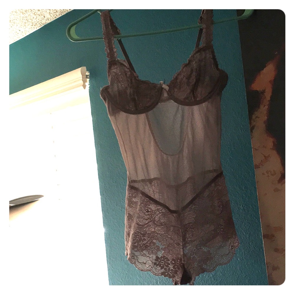 Sheer and lace purple lingerie